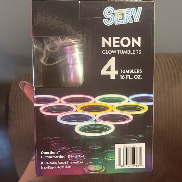 NWOT FOUR NEON GLOW TUMBLERS - Picture 2 of 2